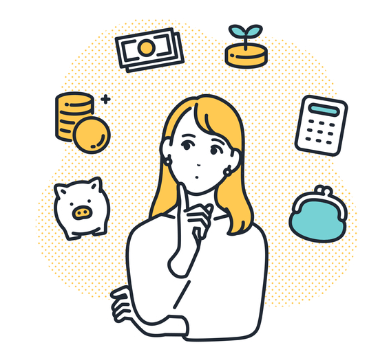 お金について考える女性